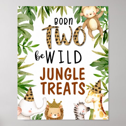 サファリ生まれ動物は野生の誕生日のサイン ポスター (正面)