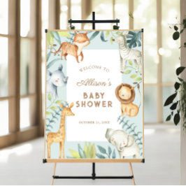 サファリ男の子のシャワー歓迎サイン ポスター