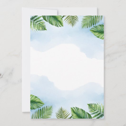 サファリ男の子ライオン緑の赤ちゃんシャワーボウタイ 招待状 (裏面)