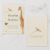 サファリ男女兼用おむつラッフルベビーシャワー エンクロージャーカード (正面/裏面)