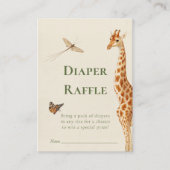 サファリ男女兼用おむつラッフルベビーシャワー エンクロージャーカード (正面)