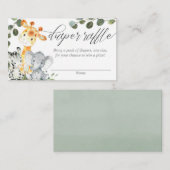 サファリ男女兼用の緑おむつラッフルカード エンクロージャーカード (正面/裏面)