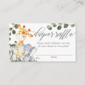 サファリ男女兼用の緑おむつラッフルカード エンクロージャーカード (正面)