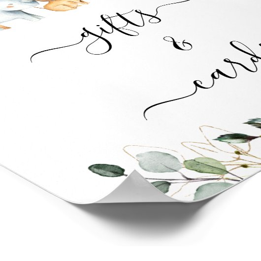 サファリ男女兼用の葉の赤ちゃんシャワー記号 ポスター (角)