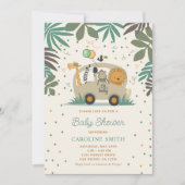 サファリ男女兼用アニマルベビシャワー 招待状 (正面)