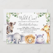 サファリ男女兼用アニマルベビシャワー 招待状 (正面)