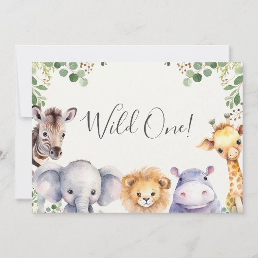 サファリ男女兼用アニマルベビシャワー 招待状 (裏面)