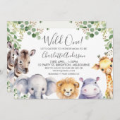 サファリ男女兼用アニマルベビシャワー 招待状 (正面/裏面)