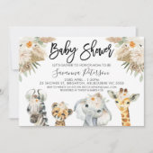 サファリ男女兼用アニマルベビシャワー 招待状 (正面)