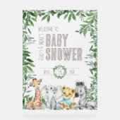サファリ男女兼用グリーンリーベビーシャワーへようこそ アクリルサイン (正面)