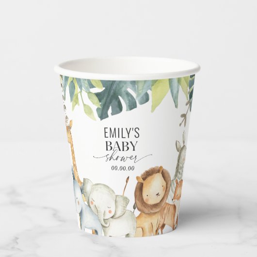 サファリ男女兼用ジャングル動物の赤ちゃんシャワー 紙コップ (正面)