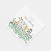 サファリ男女兼用テーマ誕生日ナプキンス スタンダードランチョンナプキン (角)