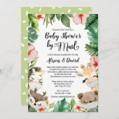 サファリ男女兼用フレンズBaby Showerメール 招待状 (正面/裏面)