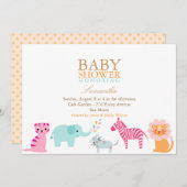 サファリ男女兼用ベイビーシャワー招待状 招待状 (正面/裏面)