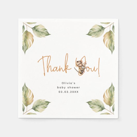 サファリ男女兼用ベイビーシャワー スタンダードカクテルナプキン (正面)