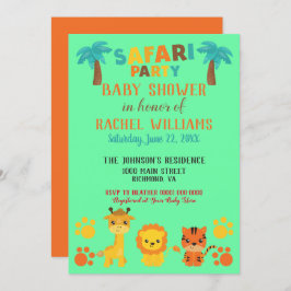 サファリ男女兼用ベイビーシャワー 招待状