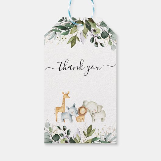サファリ男女兼用リーフ赤ちゃんシャワーラベル ギフトタグ (裏面)