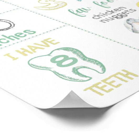 サファリ男女兼用ーの最初の誕生日ベビーファクト記号 ポスター (角)