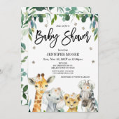 サファリ男女兼用ーの紅葉スターベビーシャワー 招待状 (正面/裏面)