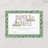 サファリ男女兼用ーベビーシャワーおむつラッフル エンクロージャーカード (正面)