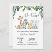 サファリ男女兼用ーベビーシャワー 招待状 (正面)