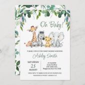 サファリ男女兼用ーベビーシャワー 招待状 (正面/裏面)