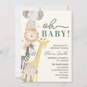 サファリ男女兼用ー動物のベビースシャワー 招待状 (正面)