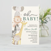サファリ男女兼用ー動物のベビースシャワー 招待状 (スタンド正面)