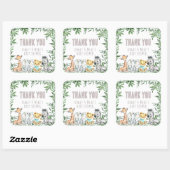 サファリ男女兼用ー動物の緑の赤ちゃんシャワー スクエアシール (シート)