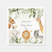 サファリ男女兼用ー動物の赤ちゃんシャワーナプキン スタンダードカクテルナプキン (正面)