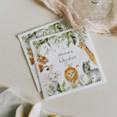 サファリ男女兼用ー動物の赤ちゃんシャワーナプキン スタンダードカクテルナプキン