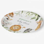 サファリ男女兼用ー動物の赤ちゃんシャワーナプキン ペーパープレート (アングル)