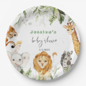 サファリ男女兼用ー動物の赤ちゃんシャワーナプキン ペーパープレート (正面)