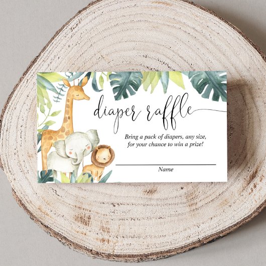 サファリ男女兼用動物おむつラッフルカード エンクロージャーカード