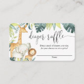 サファリ男女兼用動物おむつラッフルカード エンクロージャーカード (正面)