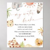 サファリ私の水は赤ちゃんシャワーゲームサインを壊した ポスター (正面)