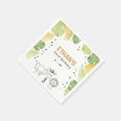 サファリ紙ナプキンス動物園ワイルドジャングル動物の少年 スタンダードカクテルナプキン (角)