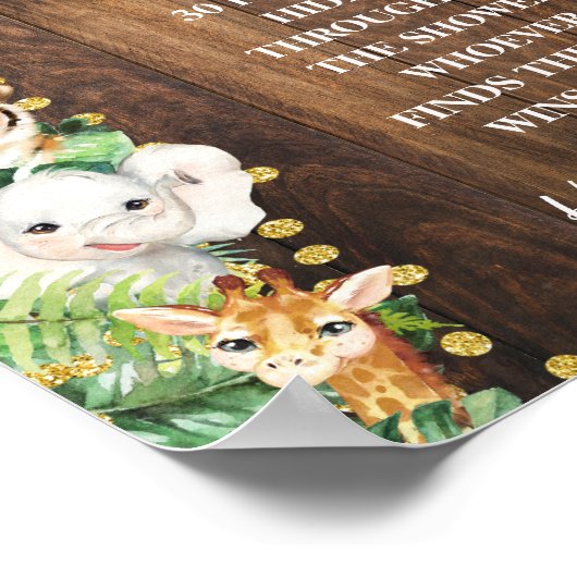 サファリ素朴おしゃぶり狩りベビーシャワーゲーム ポスター (角)