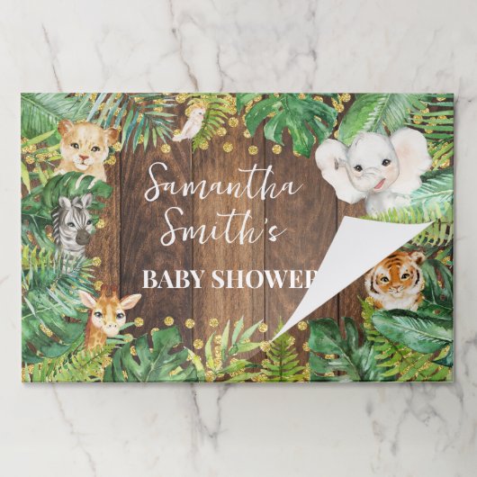 サファリ素朴アニマルシャワー涙遠くにランチョンマット ペーパーパッド (折り畳み)