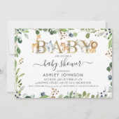 サファリ素朴アニマルワードベビーシャワー招待状 招待状