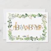 サファリ素朴アニマルワードベビーシャワー招待状 招待状 (裏面)