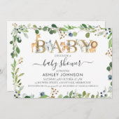 サファリ素朴アニマルワードベビーシャワー招待状 招待状 (正面/裏面)