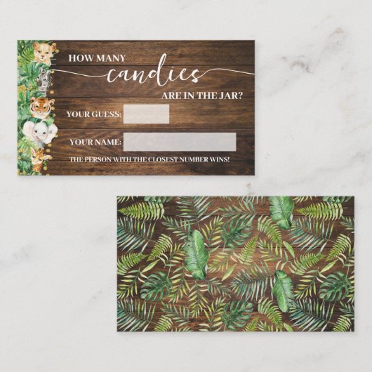 サファリ素朴シャワーゲームカードの数 プレイスカード (正面/裏面)