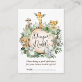 サファリ素朴ジャングルアニマルベビーおむつラッフル エンクロージャーカード (正面)