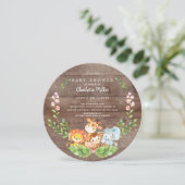 サファリ素朴ジャングル動物ボーイズベビーシャワー 招待状 (スタンド正面)