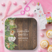 サファリ素朴動物金ゴールドグリッターベビーシャワー ペーパープレート (パーティー)