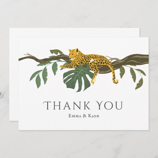 サファリ結婚のジャングル・チータありがとう サンキューカード (正面/裏面)