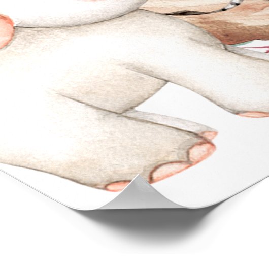 サファリ緑の木スライス赤ちゃんシャワーへようこそ ポスター (角)