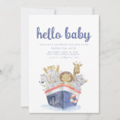 サファリ航海のノアズアークベビーシャワー招待状 招待状 (正面)