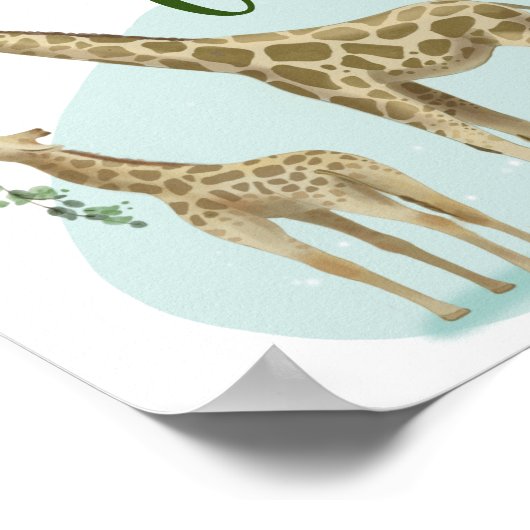 サファリ葉キリンの赤ちゃんシャワーのギフトとカード ポスター (角)